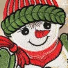 Fensterdeko Schneemann Detailansicht Stickerei