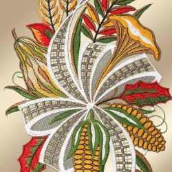 Fensterdekoration Erntedankfest Detailbild Stickerei