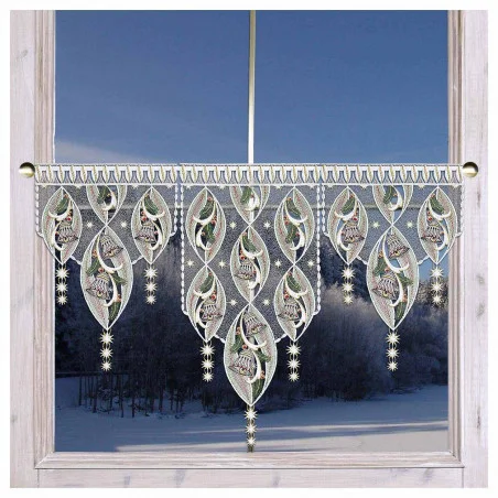 Scheibenhänger Glockenzauber Sternenlicht Plauener Spitze Deko-Set moderne Winter-Scheibenhänger Glöckchen - Kurzgardine individuell zusammenstellen