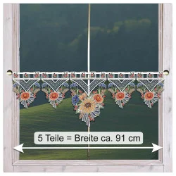 Scheibengardine Emica Spätsommertraum Plauener Spitze Deko-Set - Landhaus Kurzgardine individuell zusammenstellen - Scheibenhänger Sommer und Herbst