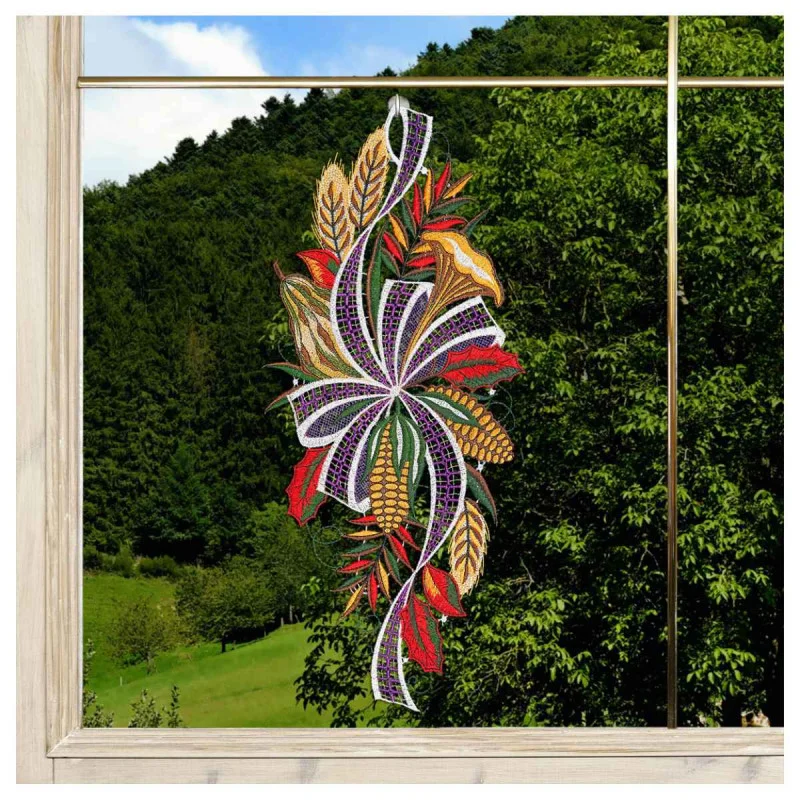 Herbst-Fensterbild Erntedankfest  in lila Beispielbild