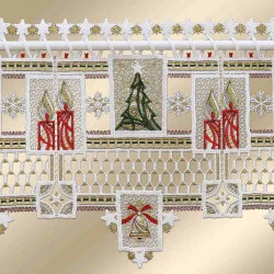 Weihnachts-Feenhausspitze Weichnachtsambiente Plauener Spitze 30 cm hoch Detailansicht