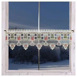 Weihnachts-Feenhausspitze Weichnachtsambiente Echte Plauener Spitze 30 cm hoch am Fenster