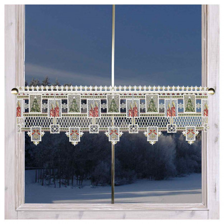 Weihnachts-Feenhausspitze Weichnachtsambiente Echte Plauener Spitze 30 cm hoch am Fenster Weihnachts-Feenhausspitze Weichnachtsambiente Echte Plauener Spitze 30 cm hoch am Fenster