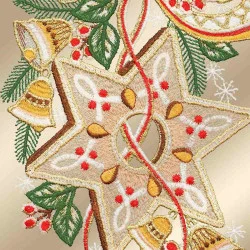 Fensterdeko Lebkuchen Detailansicht Stickerei