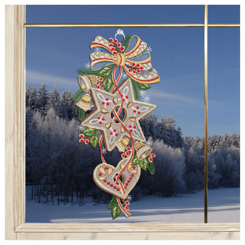 Winter-Fensterbild Lebkuchen Beispielbild am Fenster