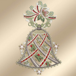 Spitzenbild Glocke mit Christrose grau vor goldenem Hintergrund