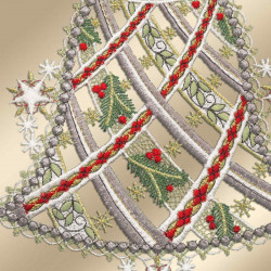 Fensterdeko Glocke mit Christrose grau Detailbild Stickerei