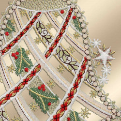 Fensterdeko Glocke mit Christrose beige Detailbild Stickerei