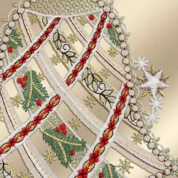 Fensterdeko Glocke mit Christrose beige Detailbild Stickerei