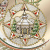 Fensterdeko Mondkapelle beige Detailansicht Stickerei