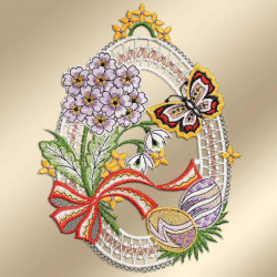 Spitzenbild Osterei mit Schmetterling Musterbild
