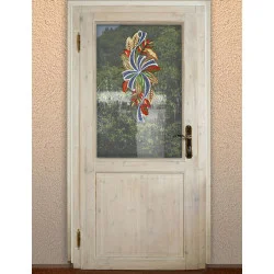 Fensterbild Erntedankfest blau Dekobeispiel Tür