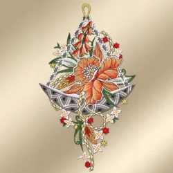 Fensterbild Orchidee Plauener Spitze vor einem Hintergrund