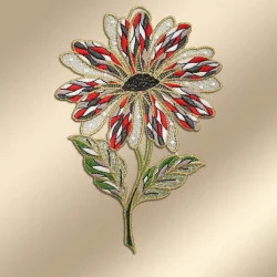 Spitzenbild Antonia Plauener Stickerei vor goldenem Hintergrund