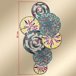 Fensterdeko Miran mit Kreisen in bunt Musterbild mit Maßen