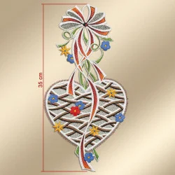 Fensterdeko Herz mit Schleife Musterbild mit Maßen