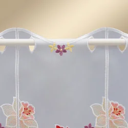 Kurzstore mit Frühlingsmotiv Detailansicht Stangendurchzug