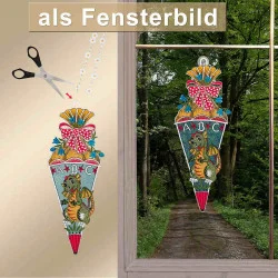 Fensterbild Zuckertüte mit Drache Anleitung