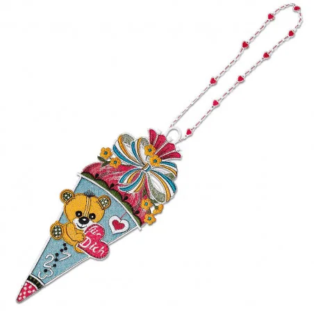 Spitzen-Anhänger Zuckertüte mit Teddy Schulanfangs-Geschenk