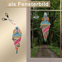 Fensterbild Zuckertüte mit Schmetterlingen Anleitung