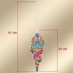 Spitzenbild Zuckertüte mit Blumen und Schmetterlingen Maße