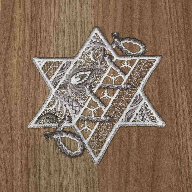 Untersetzer mit Winter-Motiv Stern in grau-weiß 16 cm