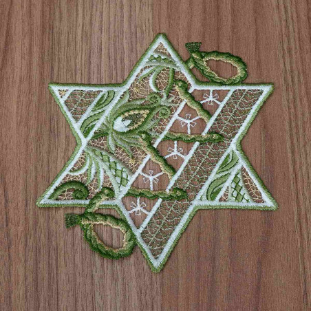 Untersetzer mit Winter-Motiv Stern in grün-weiß 16 cm