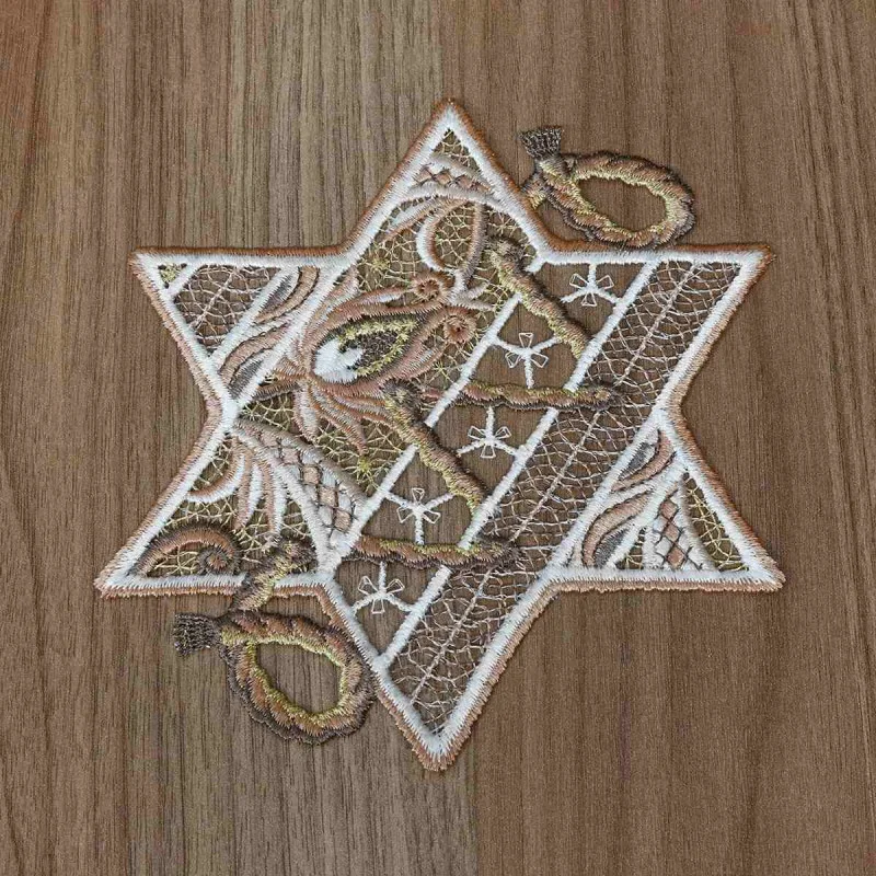 Untersetzer mit Winter-Motiv Stern in beige-gold 16 cm