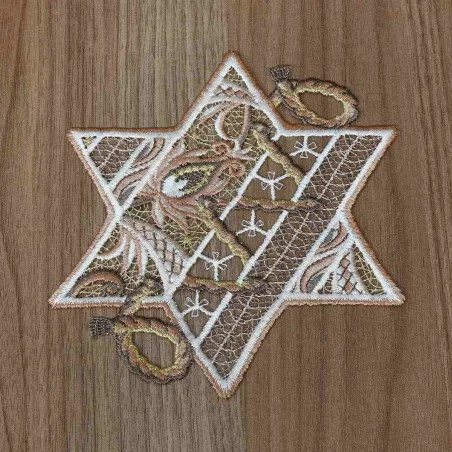 Untersetzer mit Winter-Motiv Stern in beige-gold 16 cm