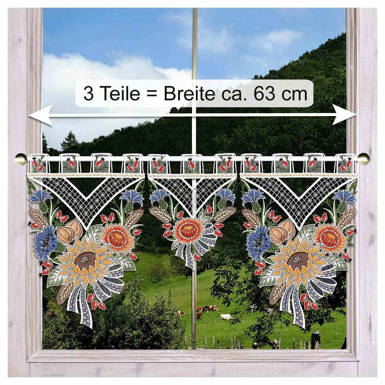 Deko-Set Emica Spätsommertraum mit 3 Teilen Scheibengardinen