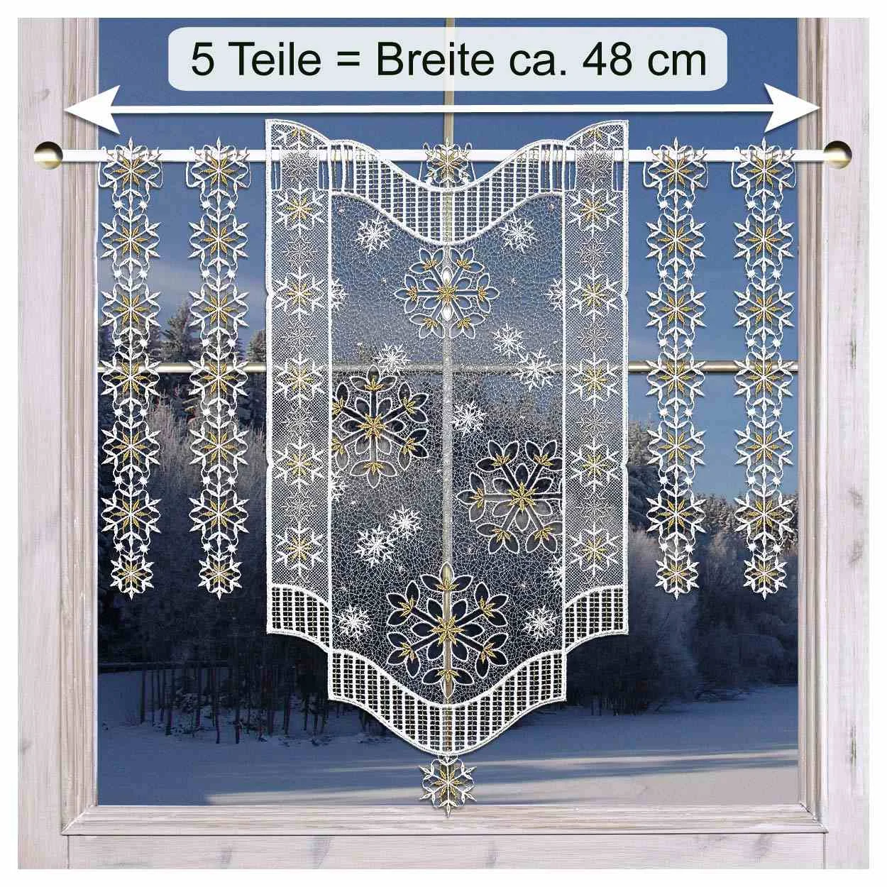 Winter-Deko Beispiel 5 Stück Scheibengardinen Leise rieselt der Schnee